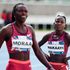 Uganda's Halima Nakaayi (right) and Kenya's Mary Moraa look on