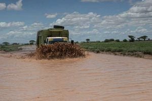 A flooded section of North Horr-Marsabit road 