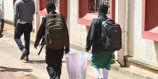 students school uniform walking