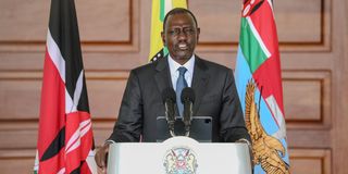 President William Ruto addresses the nation at State House in Nairobi. 