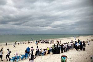 Clouds gather on the horizon along the Kenyan coast at Nyali Beach in Mombasa County on May 4, 2024. 