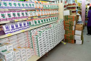 Maize and wheat flour at a supermarket on Moi Avenue, Mombasa. 