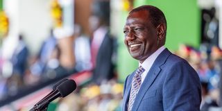 President William Ruto at the Masinde Muliro Stadium on Madaraka Day of 2024.