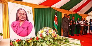 A portrait of Magistrate Monica Kivuti at Makadara Law Courts Nairobi on June 18 during a memorial service.WILFRED NYANGARESI