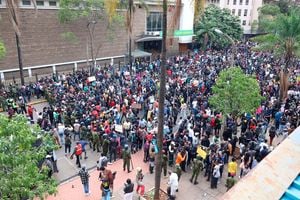 Protesters engage police in running battles during anti-Finance Bill demonstrations along Cardinal Otunga Street, Nairobi