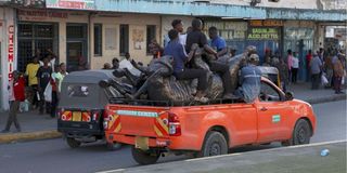 Wildlife sculptures are transported from Lebanon Round in Mombasa