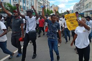 Protestors along the Moi Avenue in Mombasa on July 2, 2024.