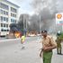Four cars were torched and burned in Mombasa, Kenya, protesting against the government.