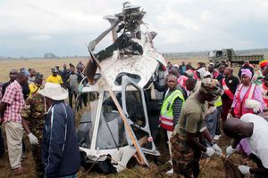 wreckage of a helicopter that crashed into Lake Nakuru 2017