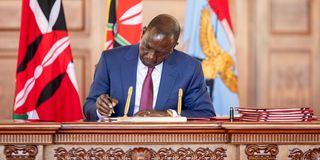 President William Ruto signs the Supplementary Appropriation Bill, 2024, into la