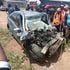 wreckage of car involved in accident with lorry in Mbaruk