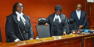 Justices Josephine Mong'are, Olga Sewe and John Chigiti housing levy