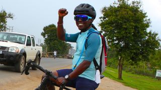 Ian Mwangi cyclist on the road