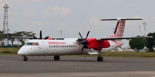 A Jambojet plane at JKIA