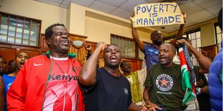 Busia Senator Okiya Omtatah protesters in court