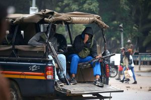 Masked police officers in Kenya