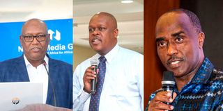 Former Nation Media Group CEOs Stephen Gitagama, Joe Muganda and Linus Gitahi