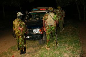 police camped outside the gate of Kirobon Girls High School 