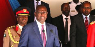 President William Ruto during the commissioning parade of 309 cadets