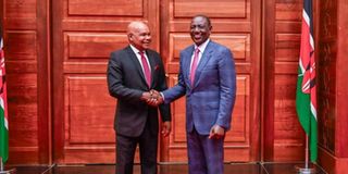 President William Ruto and Prof Makau Mutua. 