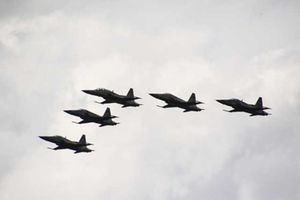 Fighter jets do a fly-by during the Kenya Defence Forces Day at Laikipia Air Base