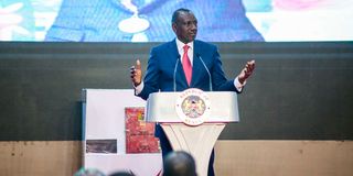 President William Ruto delivers his speech during the commemoration of Katiba Day