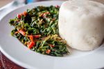 A plate of ugali and sukuma wiki