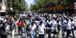 Public university lecturers and staff hold peaceful demonstration Nairobi CBD