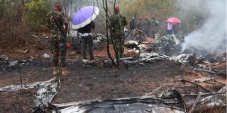 debris of a plane that crashed in Kwale