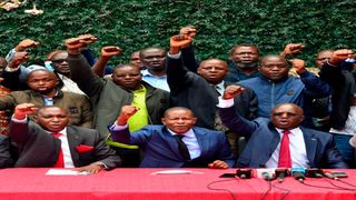 Universities Academic Staff Union (UASU) officials when they issued a strike notice.