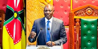 President William Ruto delivers the State of the Nation address at Parliament Buildings