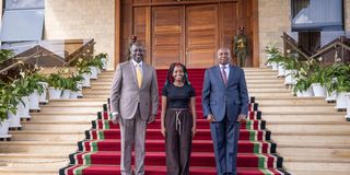 President William Ruto, Truphena Muthoni and Deputy President Kithure Kindiki.