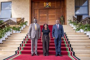 President William Ruto, Truphena Muthoni and Deputy President Kithure Kindiki.