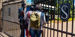 parents outside Starehe Boys Centre 