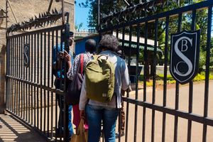parents outside Starehe Boys Centre 
