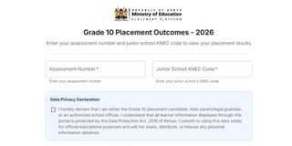 Grade 10 Placement Outcomes portal