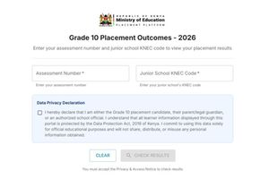 Grade 10 Placement Outcomes portal