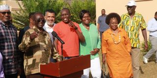 ODM Party Leader Oburu Odinga with Deputy Party Leaders Abdulswamad Nassir and Simba Arati