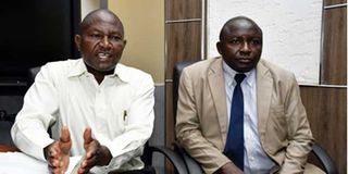 Joseph Owaga (left) and Fredrick Muthoka, representatives of Kenya Railways current and former employees