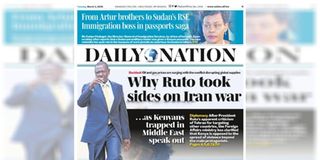 The cover page of the Daily Nation on Tuesday, March 3, 2026.