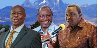 Rigathi Gachagua, President William Ruto and former President Uhuru Kenyatta.