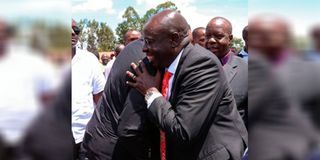 Uhuru Kenyatta and Gachagua share hug