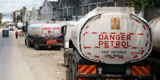 Empty Fuel Tankers queue near Shimanzi Depot in Mombasa