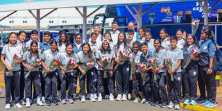 Members of India women’s football team ‘Blue Tigresses’ 