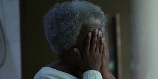 stressed old woman