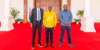 Masai Ujiri of Zaria Group,President William Ruto and Nairobi Governor at state house.