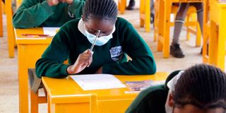 Candidates doing KCPE exam
