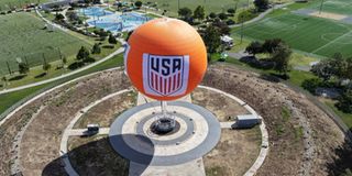 The Great Park Balloon with USA soccer logo at the FIFA World Cup 2026 base camp