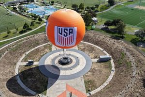 The Great Park Balloon with USA soccer logo at the FIFA World Cup 2026 base camp