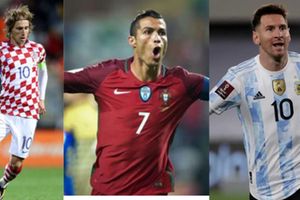 Luka Modric, Christiano Ronaldo and Lionel Messi